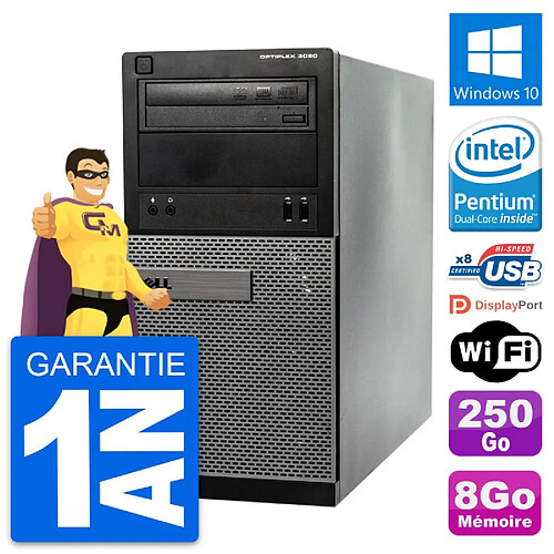 PC Tour Dell OptiPlex 3020 Intel G3220 RAM 8Go Disque Dur 250Go Windows 10 Wifi · Occasion