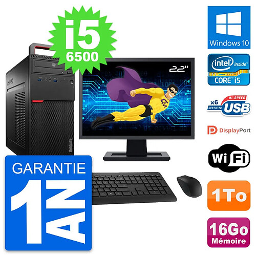 PC Tour Lenovo M700 Ecran 22" Intel i5-6500 RAM 16Go Disque 1To Windows 10 Wifi · Occasion