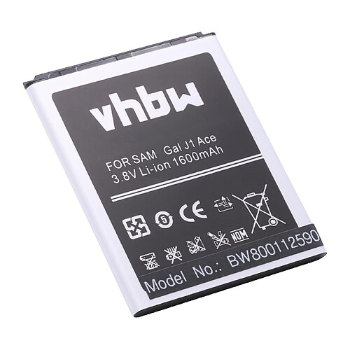 vhbw Li-Ion Batterie 1600mAh (3.8V) pour téléphone portable Smartphone Samsung Galaxy J1 Ace, J1 Ace 3G Duos, J1 Ace Dual SIM 3G comme EB-BJ111ABE.