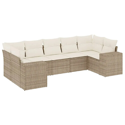 Maison Chic Salon de jardin avec coussins 7 pcs, Ensemble Tables et chaises de jardin, beige résine tressée -GKD540973