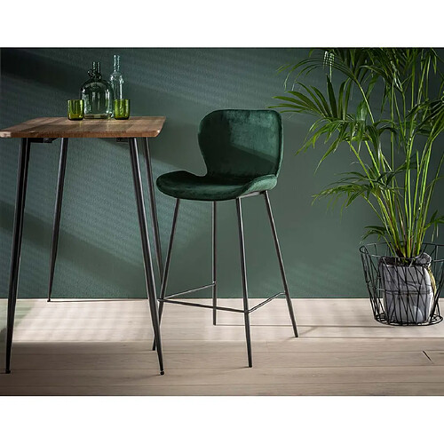 Lisa Design Basti - lot de quatre tabourets de bar - en velours vert