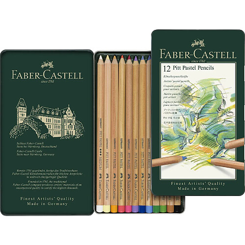 FABER-CASTELL Crayons de couleur PITT PASTELL, étui de 12 en ()