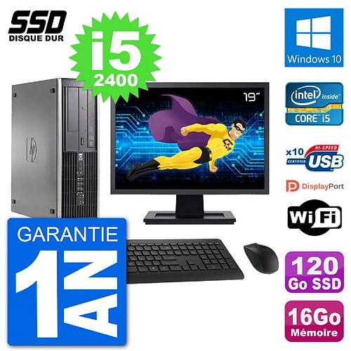 PC HP Compaq 6200 Pro SFF Ecran 19" i5-2400 RAM 16Go SSD 120Go Windows 10 Wifi · Occasion