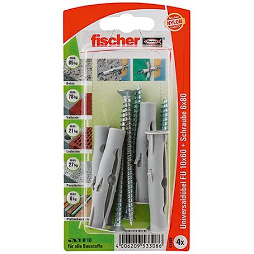 Chevilles universelles FU avec vis 10x60 SK Fischer 53308