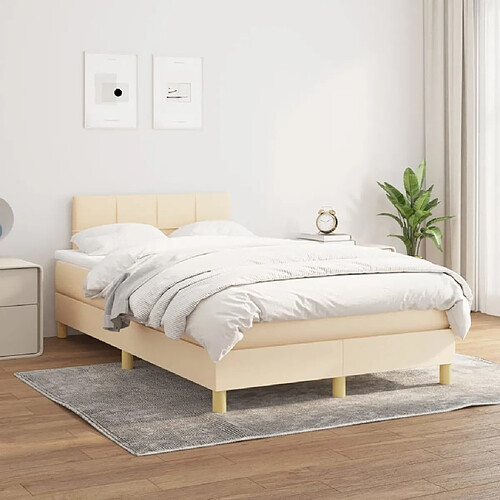 Maison Chic Lit Adulte - Lit simple Lit à sommier tapissier avec matelas moelleux - Meuble de Chambre - Crème 120x200 cm Tissu -MN65101