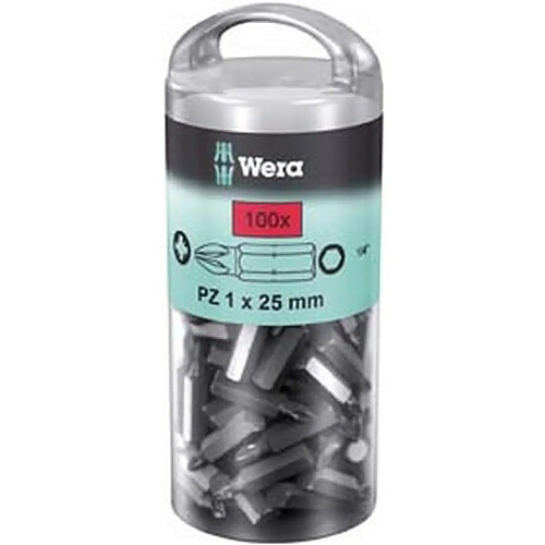 Wera Embout cruciforme PZ 1/4'' grand pack, 25 mm de long, Dimensions : PZ 2