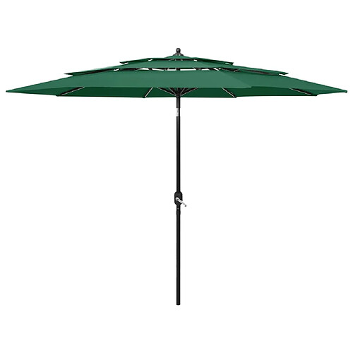 ComfortXL Parasol à 3 Niveaux Avec Mât En Aluminium Vert 3 M