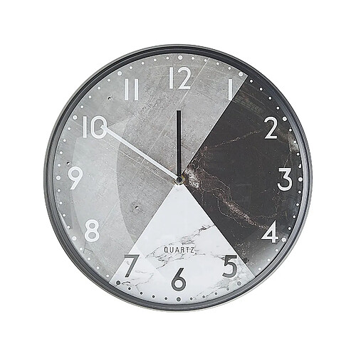 Beliani Horloge murale effet marbre gris et noir ø 33 cm DAVOS