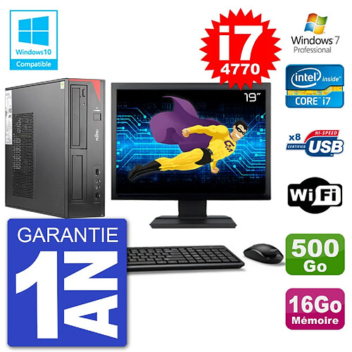 PC Fujitsu Esprimo E520 DT Ecran 19" i7-4770 16Go 500Go Graveur DVD Wifi W7 · Occasion