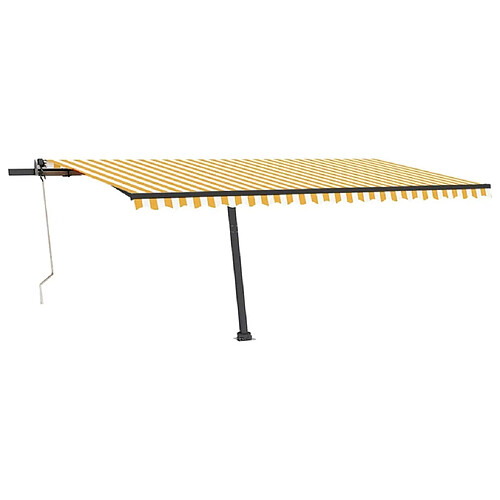 Maison Chic Auvent automatique | Store banne extérieur | Marquise capteur de vent LED 500x350cm Jaune et blanc -MN75416