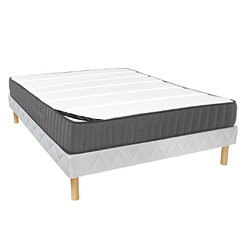 Vente-Unique Ensemble 160 x 200 cm sommier + matelas ressorts ensachés 7 zones et mousse haute résilience ép.26cm - AUDACE de PALACIO