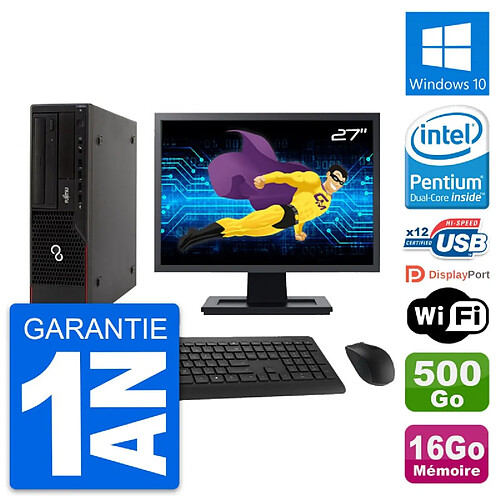 PC Fujitsu E910 DT Ecran 27" Intel G630 RAM 16Go Disque 500Go Windows 10 Wifi · Occasion