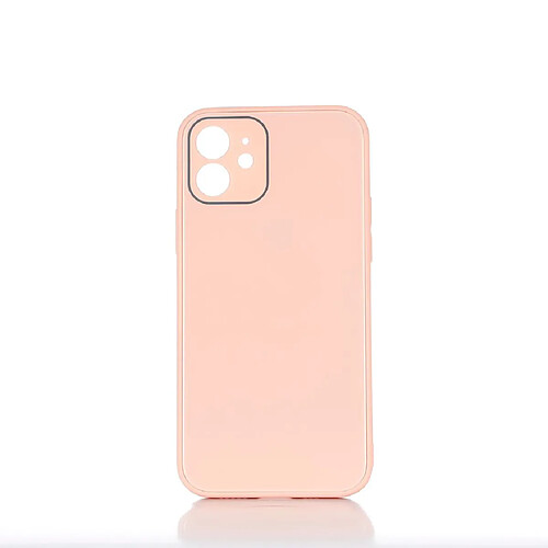 WE Coque de protection GLASS APPLE IPHONE 12 Rose poudré: Effet vernis contour mat anti-chocs anti-rayures - rigide