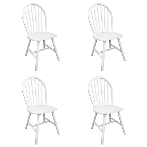 Decoshop26 Lot de 4 chaises de salle à manger cuisine design classique bois d'hévéa solide blanc CDS021229