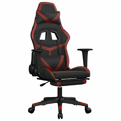 Maison Chic Chaise de jeu, Chaise gaming avec repose-pied, Fauteuil gamer,Chaise de Bureau Noir/rouge bordeaux Similicuir -GKD24199