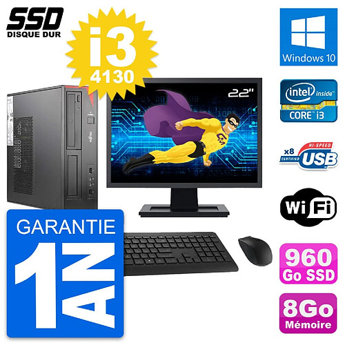 PC Fujitsu E520 DT Ecran 22" Intel i3-4130 RAM 8Go SSD 960Go Windows 10 Wifi · Occasion