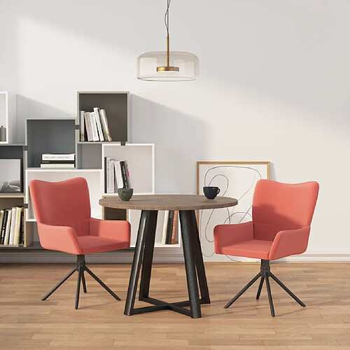 vidaXL Chaises pivotantes à manger lot de 2 Rose Velours