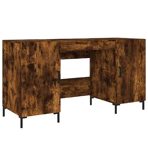 Maison Chic Bureau,Table de travail,bureau de travail pour chambre chêne fumé 140x50x75 cm bois d'ingénierie -GKD90612