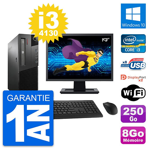 PC Lenovo M93p SFF Ecran 19" Intel i3-4130 RAM 8Go Disque 250Go Windows 10 Wifi · Occasion