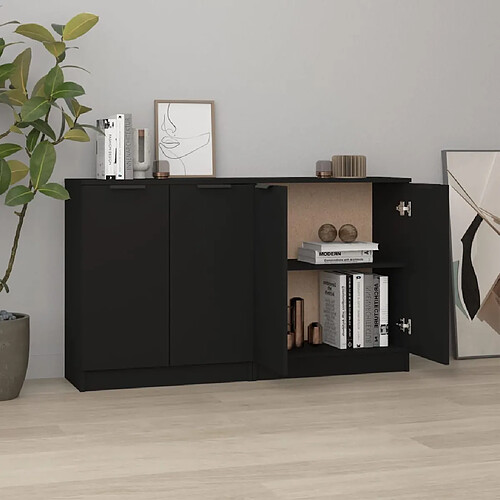 vidaXL Buffets 2 pcs Noir 60x30x70 cm Bois d'ingénierie