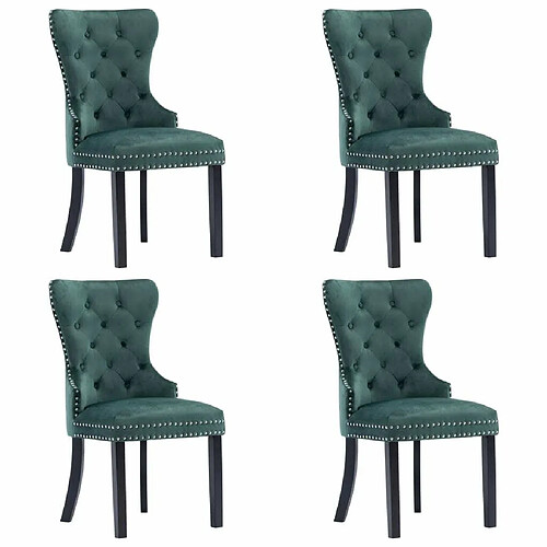 Maison Chic Lot de 4 Chaises à manger,Chaise pour cuisine vert foncé velours -MN79439