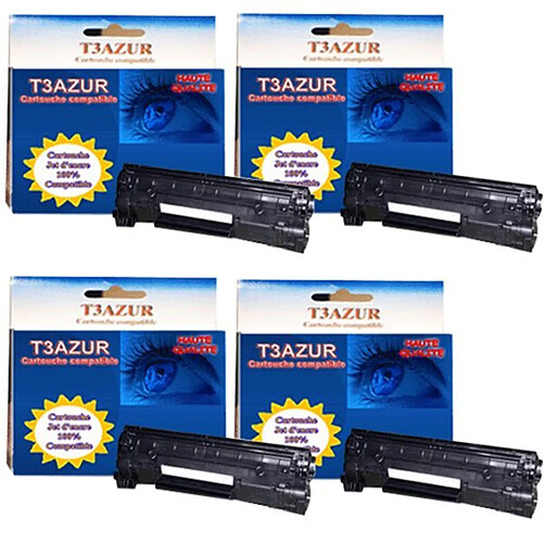 T3Azur CB436A - 4 Toners HP LaserJet M1120 / M1120mfp / M1120n - Compatible