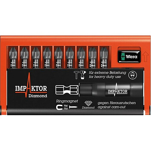 Wera Assortiment d'embouts Bit-Check Impaktor, 10 pièces, PZ