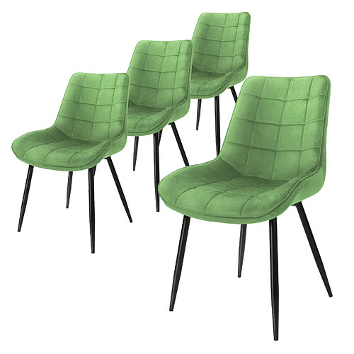 ML-Design Lot 4x chaises de salle à manger/salon rembourrée velours vert sauge fauteuils