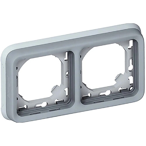 Legrand Plaque support Plexo encastré - 2 postes horizontal - Gris