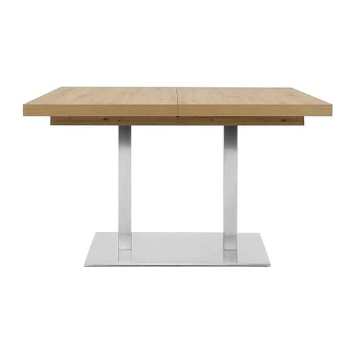 ORLANDO Table a manger a rallonge - Style contemporain - Décor chene artisan et alu - L 120-200 x P 80 x H 75 cm