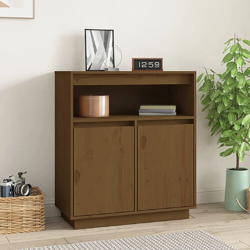 Maison Chic Buffet,Meuble de Rangement,commode pour salon,Cuisine Marron miel 70x34x80 cm Bois massif de pin -MN37521