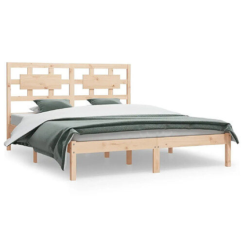 Maison Chic Lit Moderne Chambre - Cadre/structure de lit pour adulte Bois de pin massif 140x200 cm -MN56496