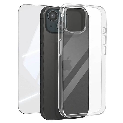 Mayaxess Pack Protection pour iPhone 15 Coque Souple et Verre Trempé 9H Transparent