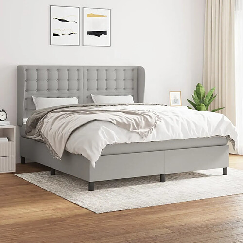 vidaXL Sommier à lattes de lit avec matelas Gris clair 160x200cm Tissu