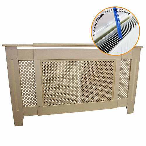 Monstershop Cache Radiateur Ajustable à Motif Grillagé en MDF Naturel 1400mm - 1920mm