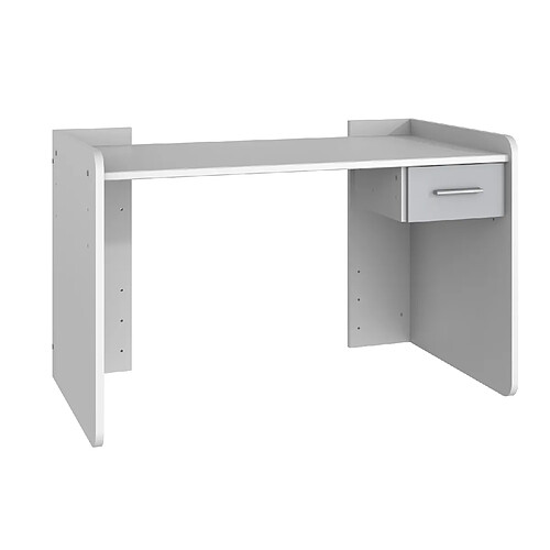 Pegane Bureau réglable en hauteur coloris Blanc, rechampis gris clair - longueur 124 x hauteur 77 x profondeur 70 cm