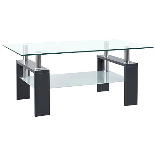 vidaXL Table basse Gris et transparent 95x55x40 cm Verre trempé