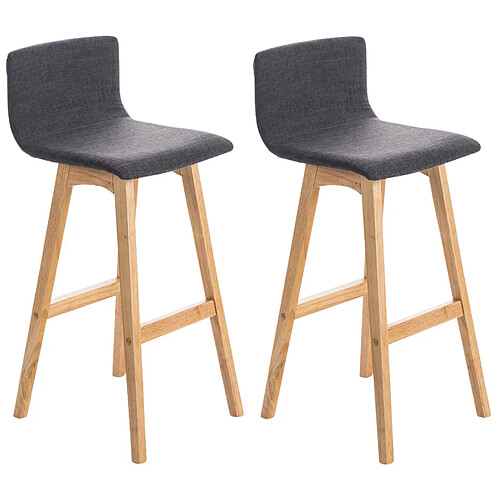 Decoshop26 Lot de 2 tabourets de bar chaise hautes en tissu gris clair piètement à quatre pieds en bois clair 10_0004417