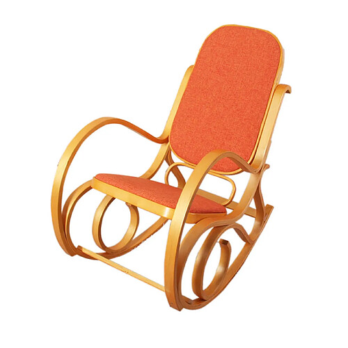 Mendler Rocking-chair, fauteuil ? bascule M41 ~ imitation chêne, tissu orange