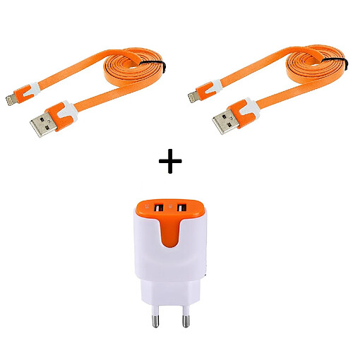 Shot Pack pour IPHONE 8 Lightning (2 Cables Chargeur Noodle + Double Prise Couleur Secteur) APPLE IOS