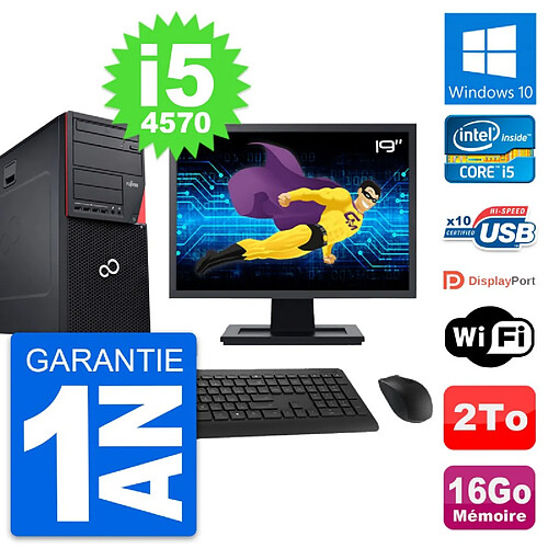 PC Tour Fujitsu P720 Ecran 19" Intel i5-4570 RAM 16Go Disque 2To Windows 10 Wifi · Occasion