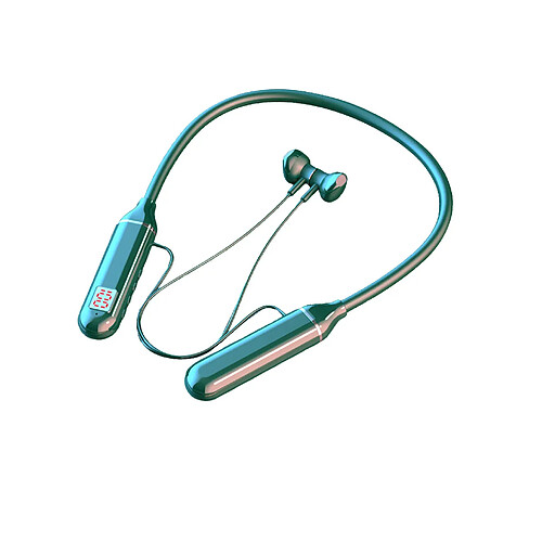 LUUCOZK Écouteurs tour de cou à affichage numérique LED, casque de sport sans fil compatible Bluetooth, vert