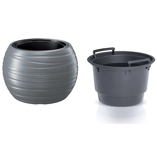 Pot de fleurs 25L avec insert Maze 2en1 ronde gris