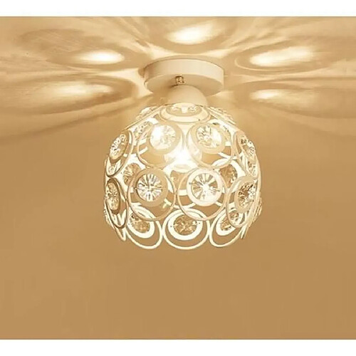 Stoex Moderne Plafonnier Industrielle Cristal en Métal Fer 20cm, Luminaire l'éclairage Intérieur Lamps de Plafond Abat-Jour Blanc