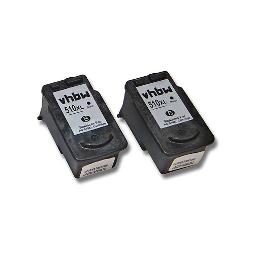 vhbw 2x cartouches pour imprimante noir pour Canon Pixma ip2700, ip2702, MP240, MP250, MP252, MP260, MP270, MP272, MP280 comme PG-510, PG-510XL.