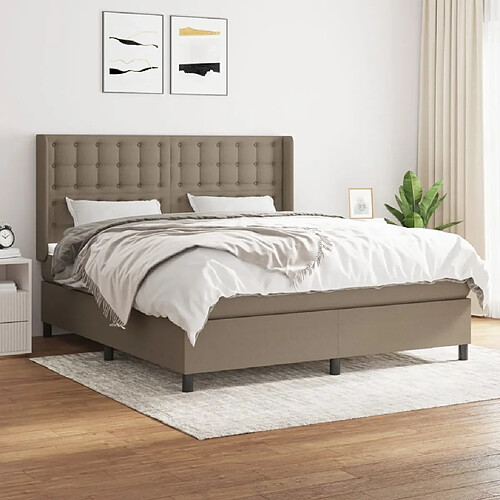 Maison Chic Lit Adulte - Lit simple Lit à sommier tapissier avec matelas moelleux - Meuble de Chambre - Taupe 160x200 cm Tissu -MN64092