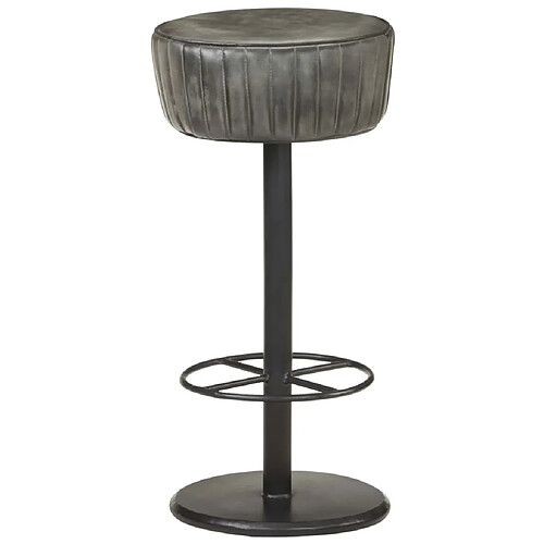 vidaXL Tabouret de bar Gris Cuir véritable