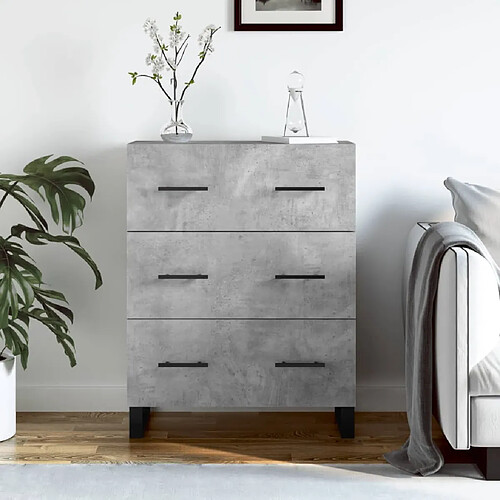 Maison Chic Buffet,Meuble de Rangement,commode pour salon,Cuisine gris béton 69,5x34x90 cm bois d'ingénierie -MN23532