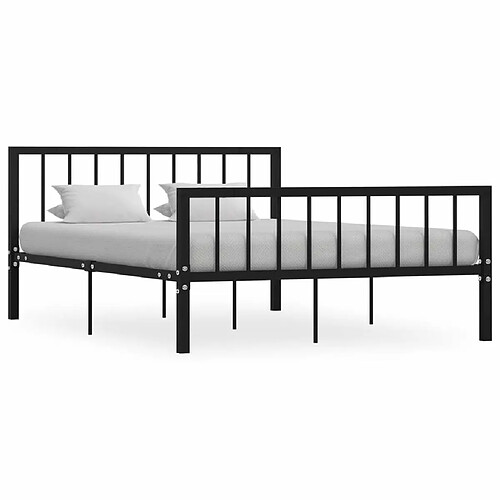 Maison Chic Lit adulte - Lit simple Cadre de lit,Structure du lit Contemporain Noir Métal 140 x 200 cm -MN69175