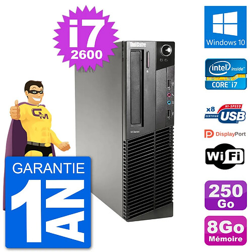 PC Lenovo M91p SFF Intel i7-2600 RAM 8Go Disque Dur 250Go Windows 10 Wifi · Occasion